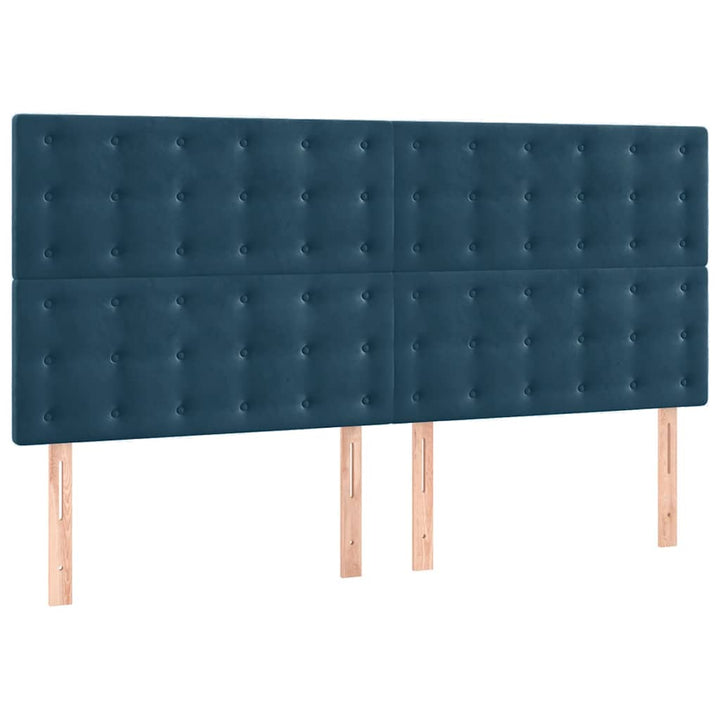 Sengeramme uden madras Mørkeblå 200x200 cm Fløjl