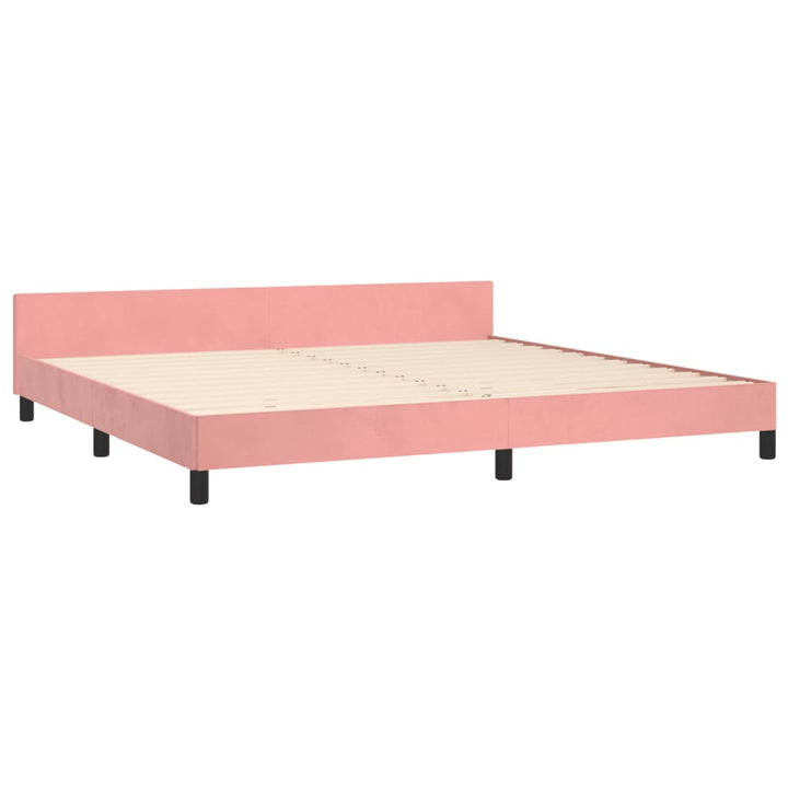 sengeramme med sengegavl 200x200 cm fløjl pink