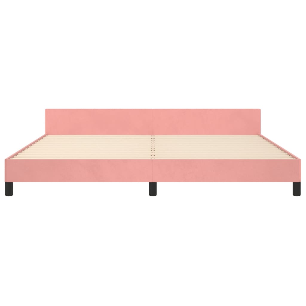 sengeramme med sengegavl 200x200 cm fløjl pink