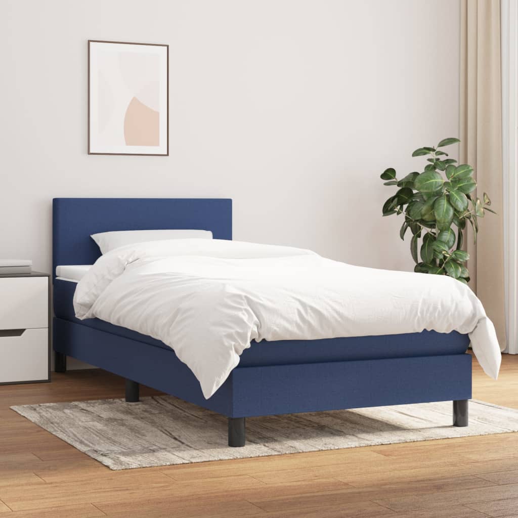 kontinentalseng med madras 90x190 cm stof blå