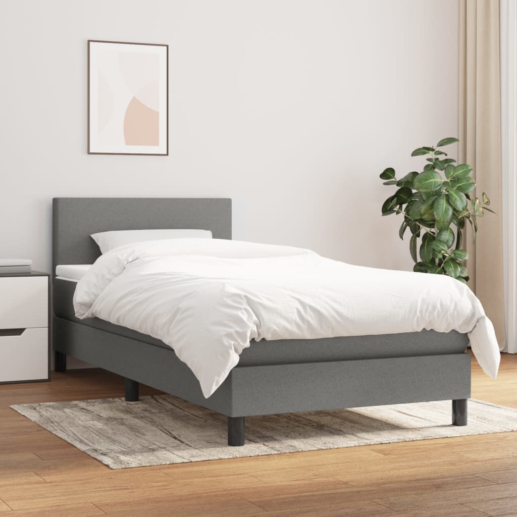kontinentalseng med madras 90x200 cm stof mørkegrå