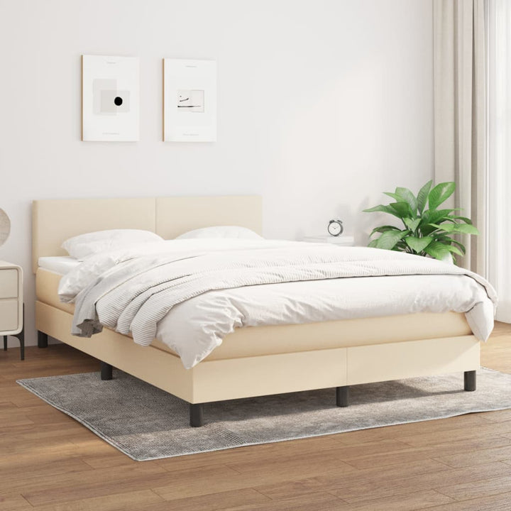 kontinentalseng med madras 140x200 cm stof cremefarvet