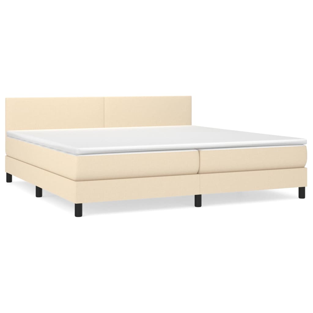 kontinentalseng med madras 200x200 cm stof cremefarvet