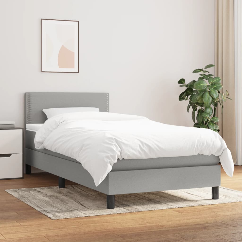 kontinentalseng med madras 90x190 cm stof lysegrå