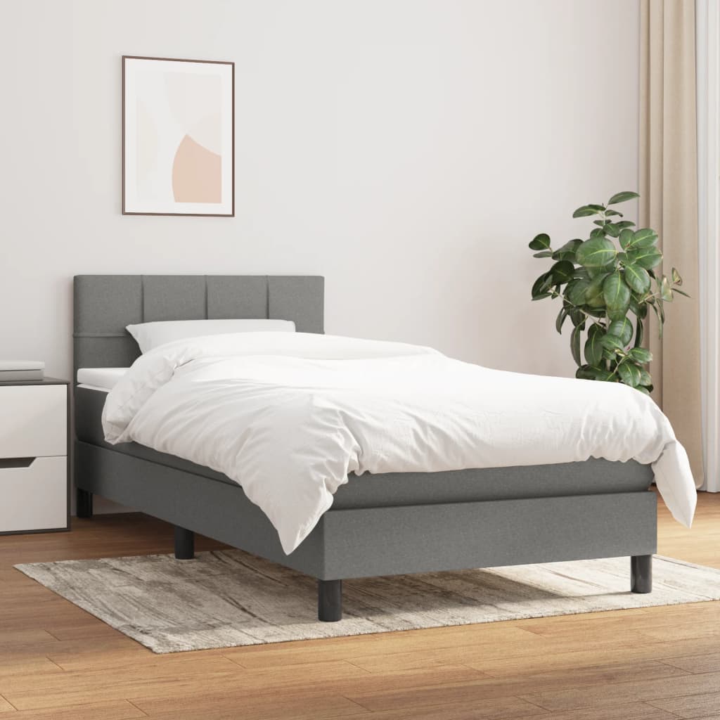 kontinentalseng med madras 90x200 cm stof mørkegrå
