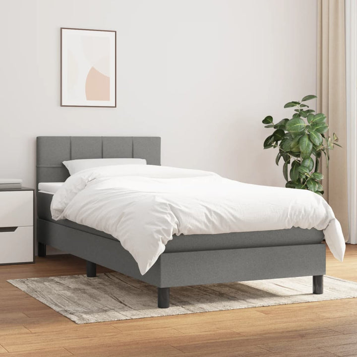 kontinentalseng med madras 90x200 cm stof mørkegrå