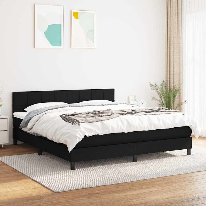 kontinentalseng med madras 160x200 cm stof sort