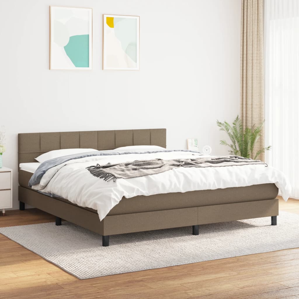 kontinentalseng med madras 160x200 cm stof gråbrun