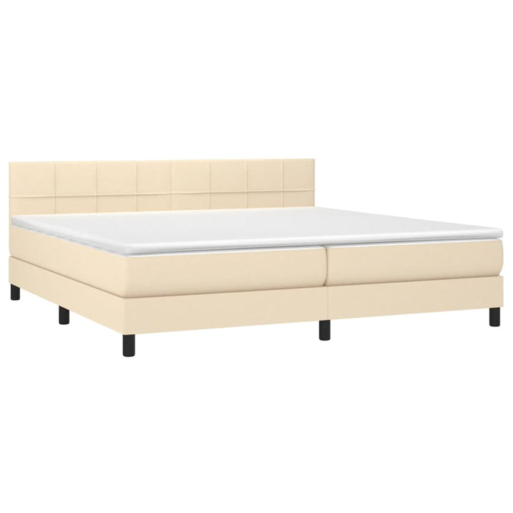 kontinentalseng med madras 200x200 cm stof cremefarvet