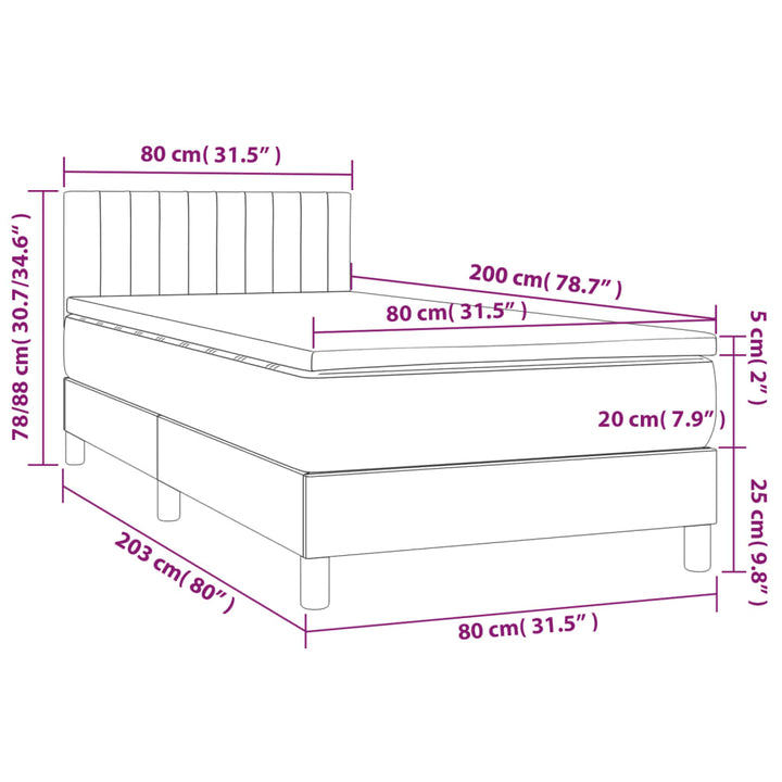 kontinentalseng med madras 80x200 cm stof cremefarvet