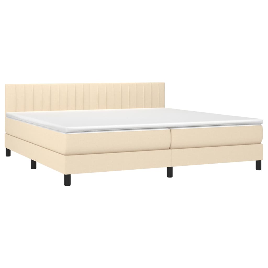 kontinentalseng med madras 200x200 cm stof cremefarvet