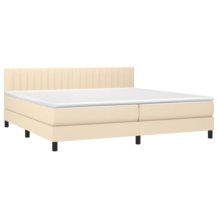 kontinentalseng med madras 200x200 cm stof cremefarvet