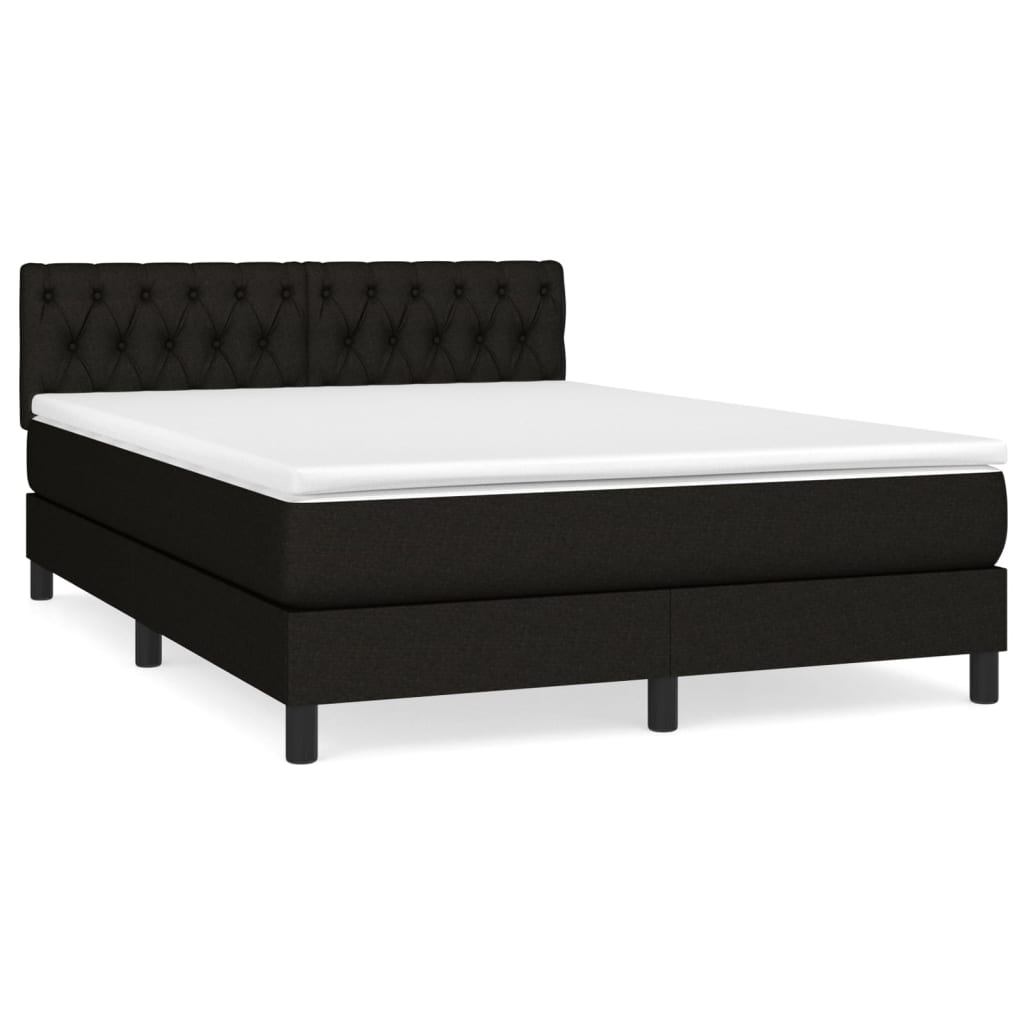 kontinentalseng med madras 140x190 cm stof sort