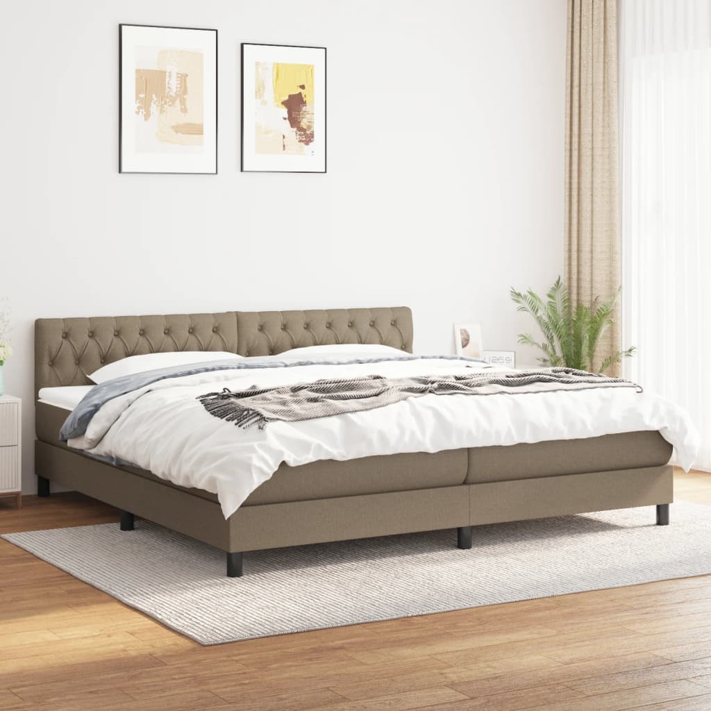 kontinentalseng med madras 200x200 cm stof gråbrun