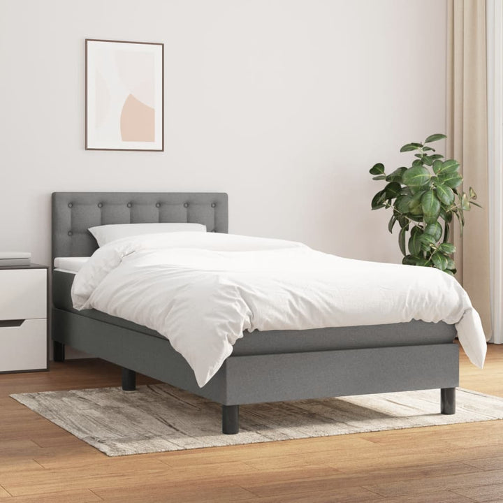 kontinentalseng med madras 90x190 cm stof mørkegrå