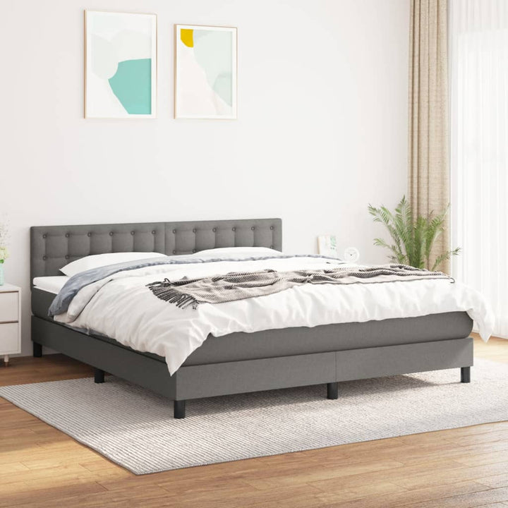 kontinentalseng med madras 160x200 cm stof mørkegrå