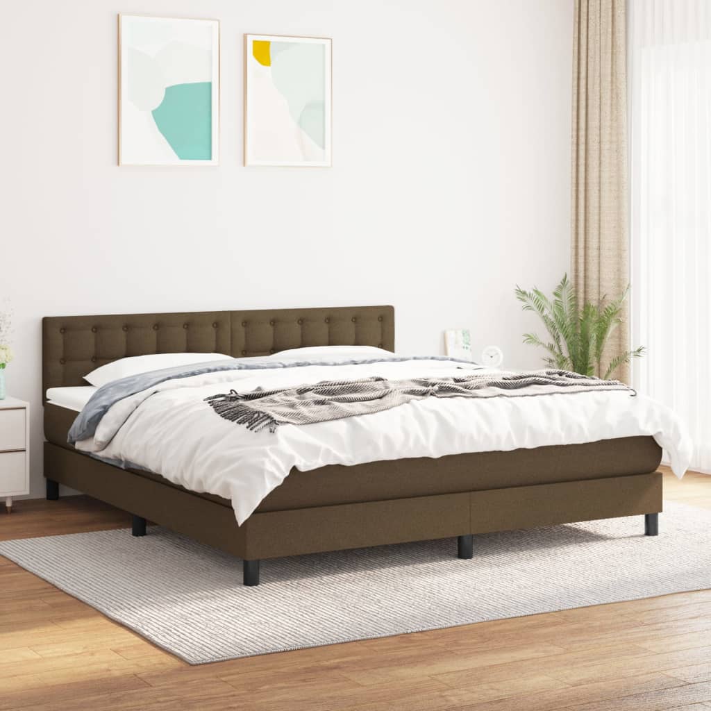 kontinentalseng med madras 160x200 cm stof mørkebrun
