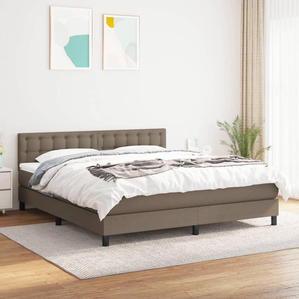 kontinentalseng med madras 160x200 cm stof gråbrun