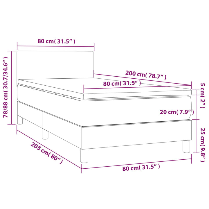 kontinentalseng med madras 80x200 cm stof cremefarvet