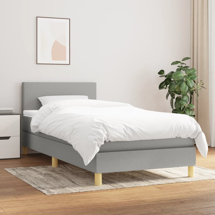kontinentalseng med madras 90x190 cm stof lysegrå