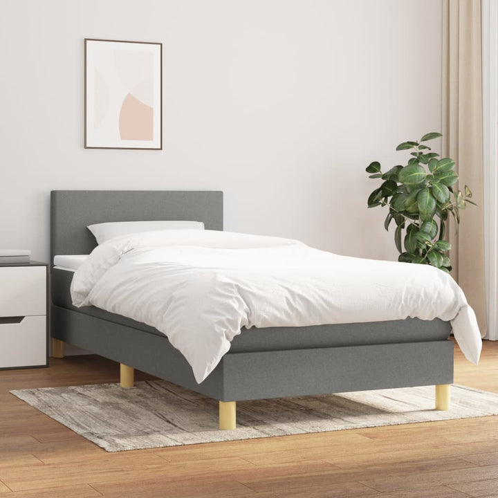 kontinentalseng med madras 100x200 cm stof mørkegrå