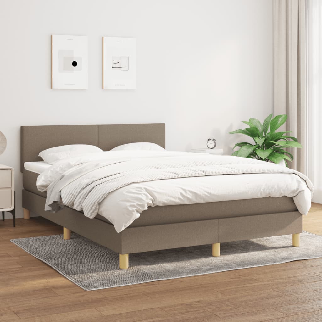kontinentalseng med madras 140x200 cm stof gråbrun