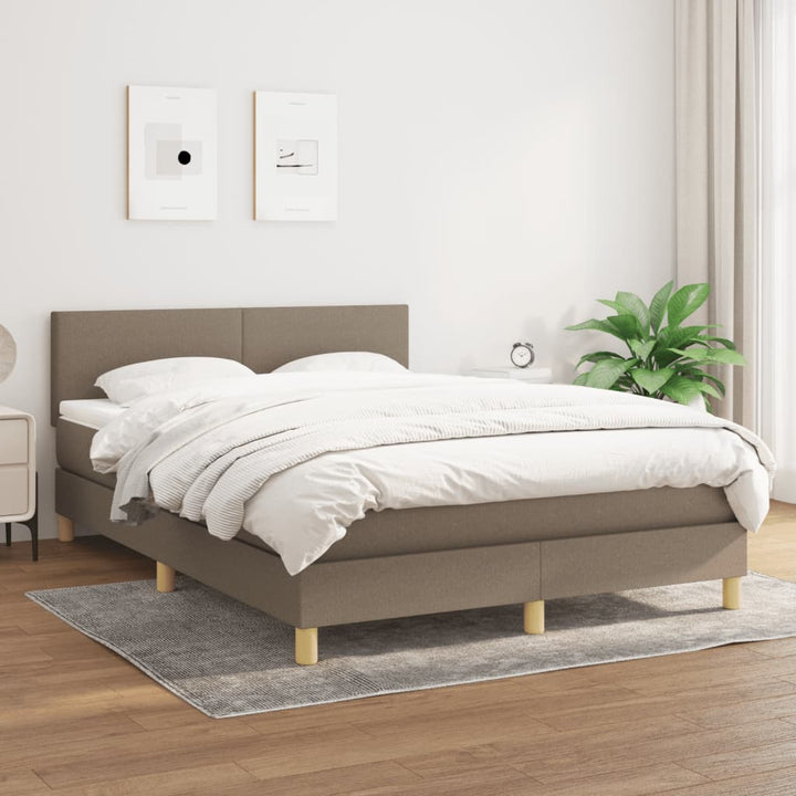 kontinentalseng med madras 140x200 cm stof gråbrun