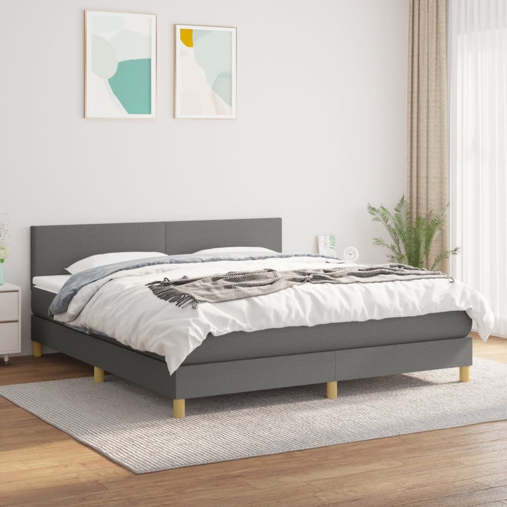 kontinentalseng med madras 160x200 cm stof mørkegrå