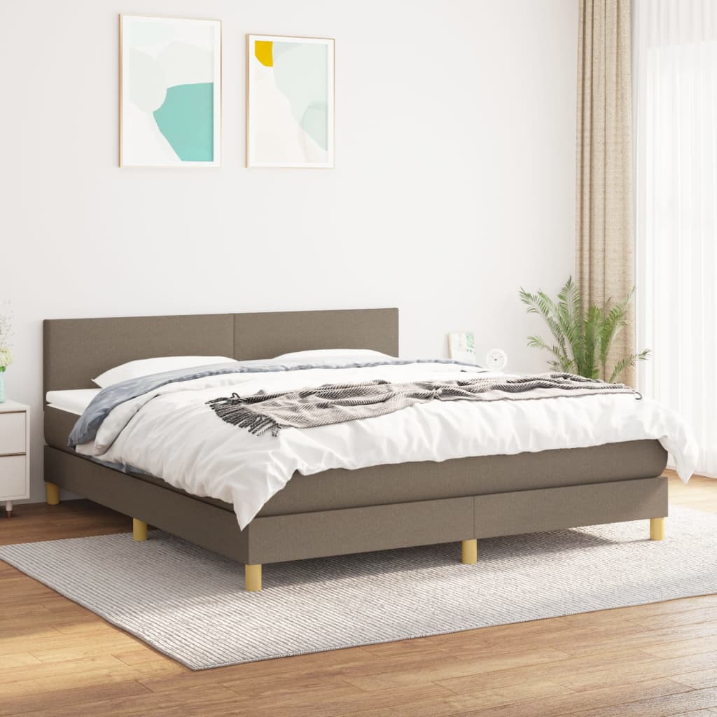 kontinentalseng med madras 160x200 cm stof gråbrun