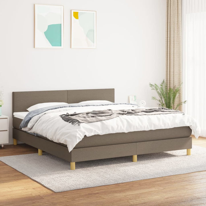 kontinentalseng med madras 160x200 cm stof gråbrun