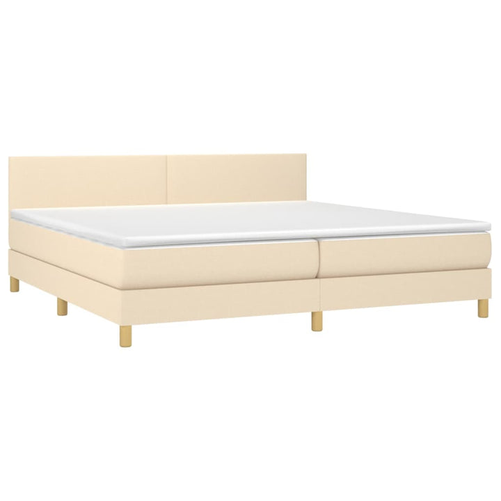 kontinentalseng med madras 200x200 cm stof cremefarvet