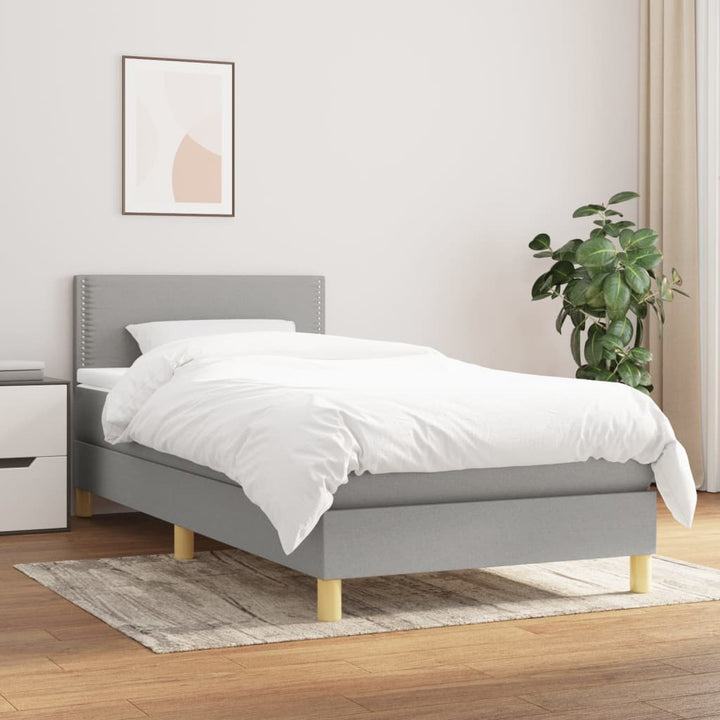 kontinentalseng med madras 90x190 cm stof lysegrå
