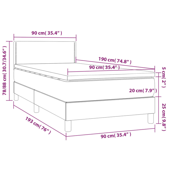 kontinentalseng med madras 90x190 cm stof sort