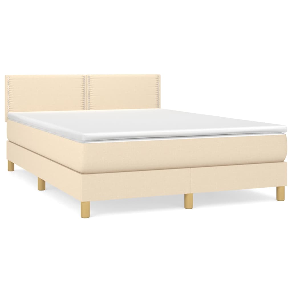 kontinentalseng med madras 140x190 cm stof cremefarvet