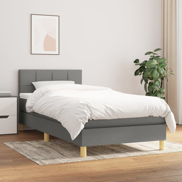 kontinentalseng med madras 90x190 cm stof mørkegrå