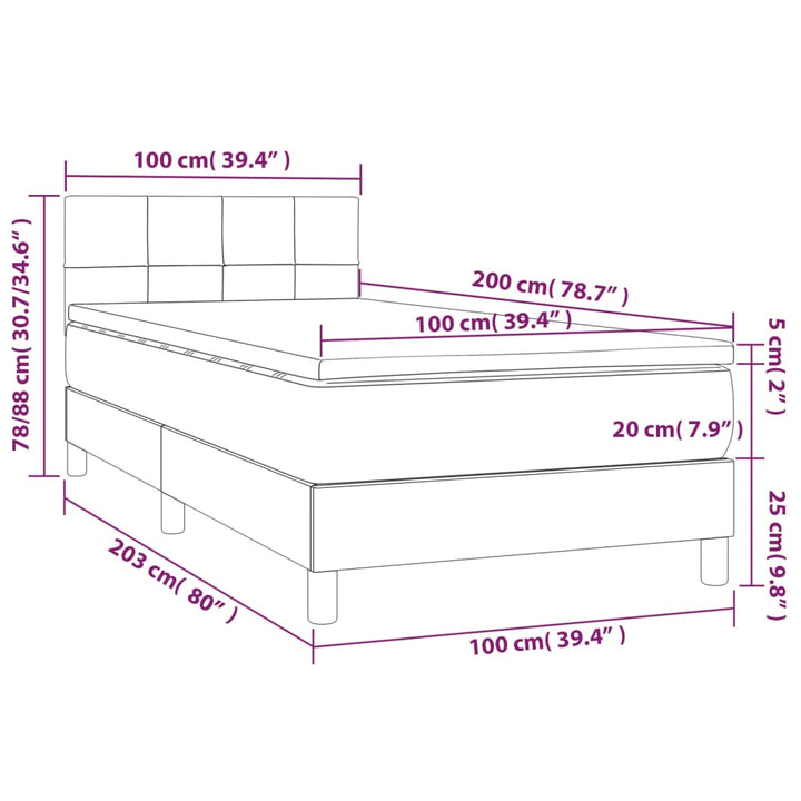 kontinentalseng med madras 100x200 cm stof cremefarvet