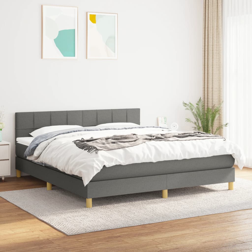 kontinentalseng med madras 160x200 cm stof mørkegrå