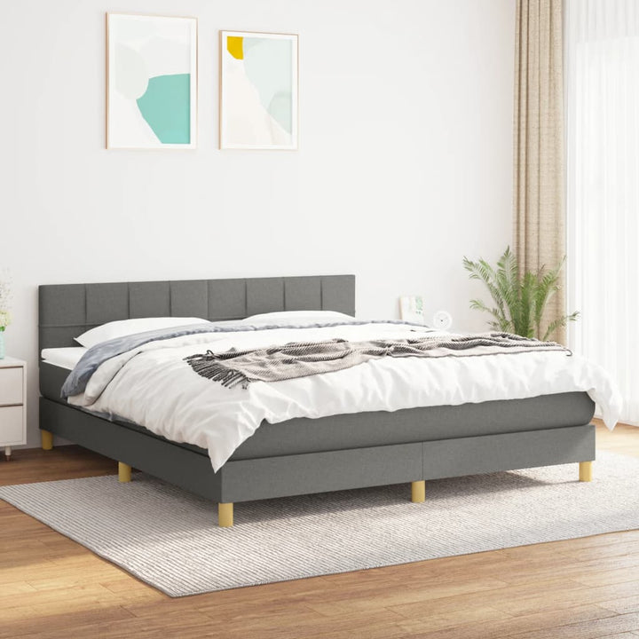 kontinentalseng med madras 160x200 cm stof mørkegrå