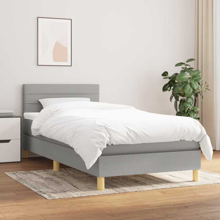 kontinentalseng med madras 90x200 cm stof lysegrå