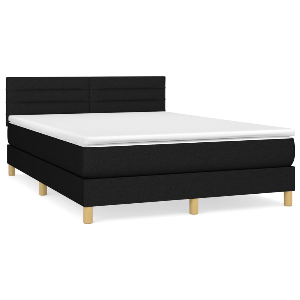 kontinentalseng med madras 140x190 cm stof sort