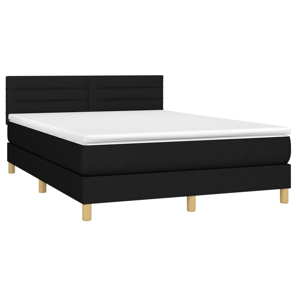 kontinentalseng med madras 140x190 cm stof sort