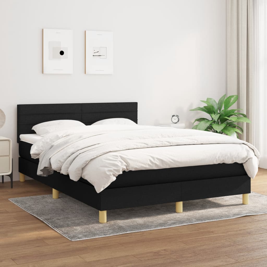 kontinentalseng med madras 140x200 cm stof sort