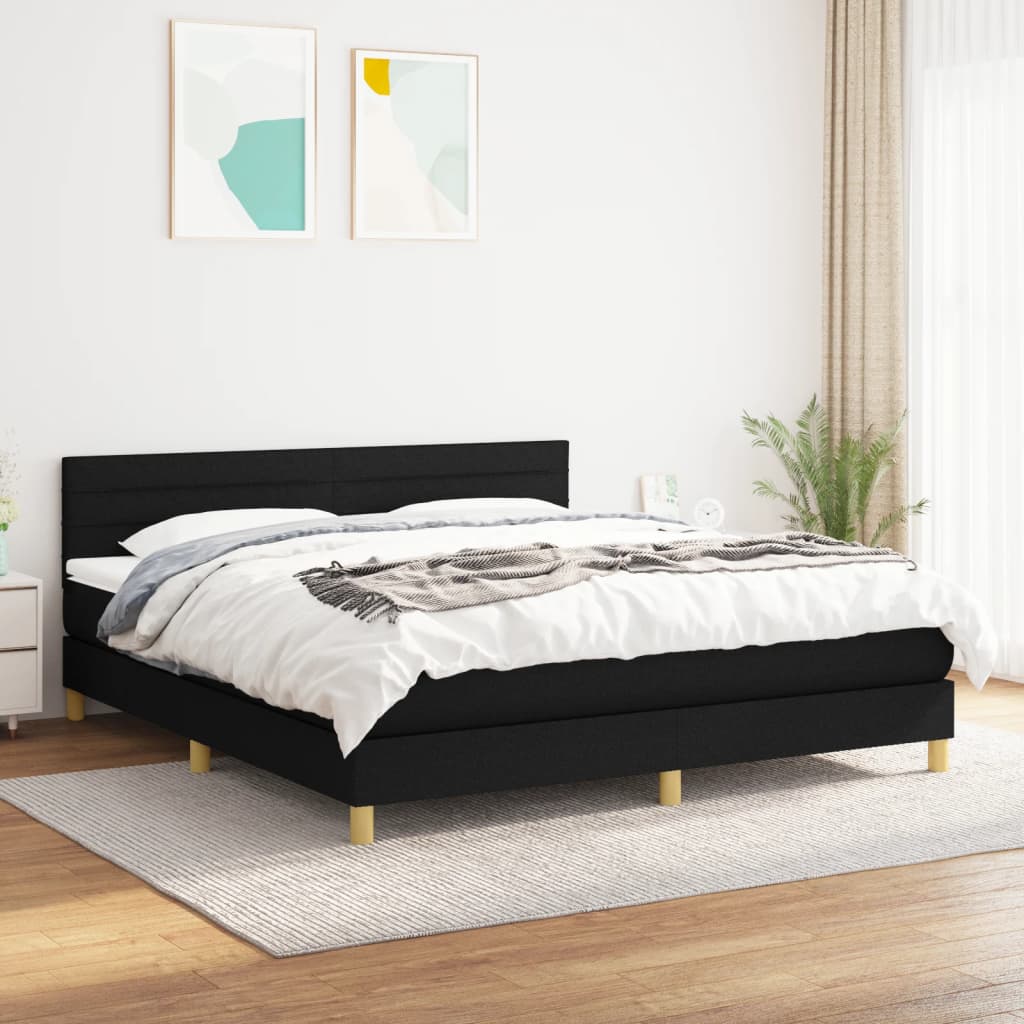 kontinentalseng med madras 180x200 cm stof sort