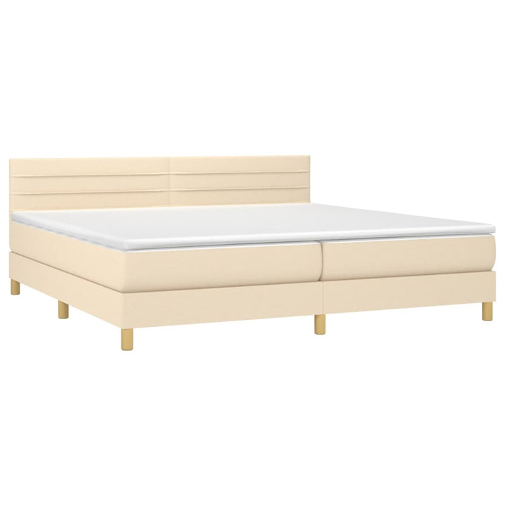 kontinentalseng med madras 200x200 cm stof cremefarvet