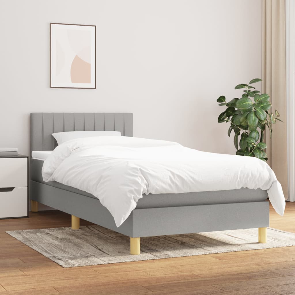 kontinentalseng med madras 90x190 cm stof lysegrå