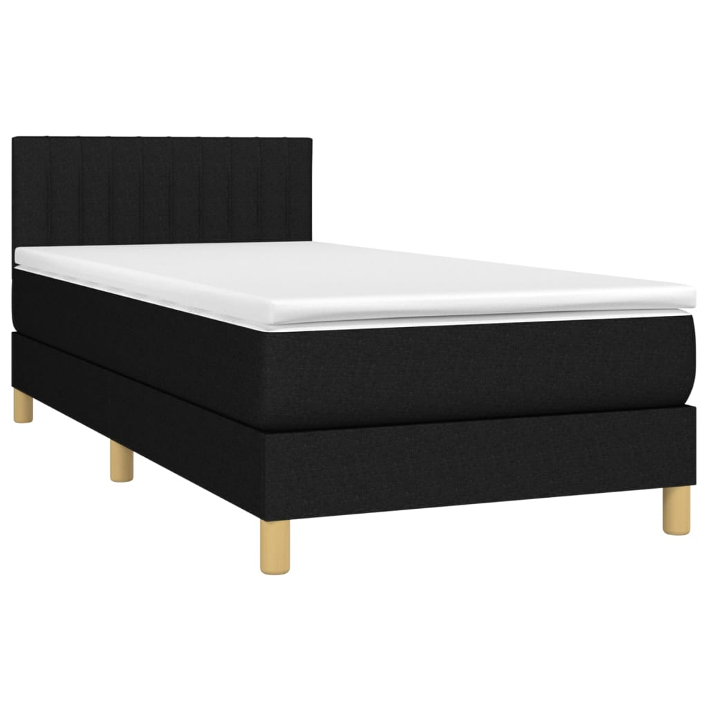 kontinentalseng med madras 90x190 cm stof sort