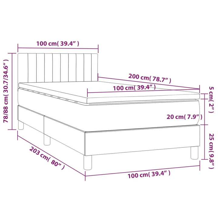 kontinentalseng med madras 100x200 cm stof cremefarvet