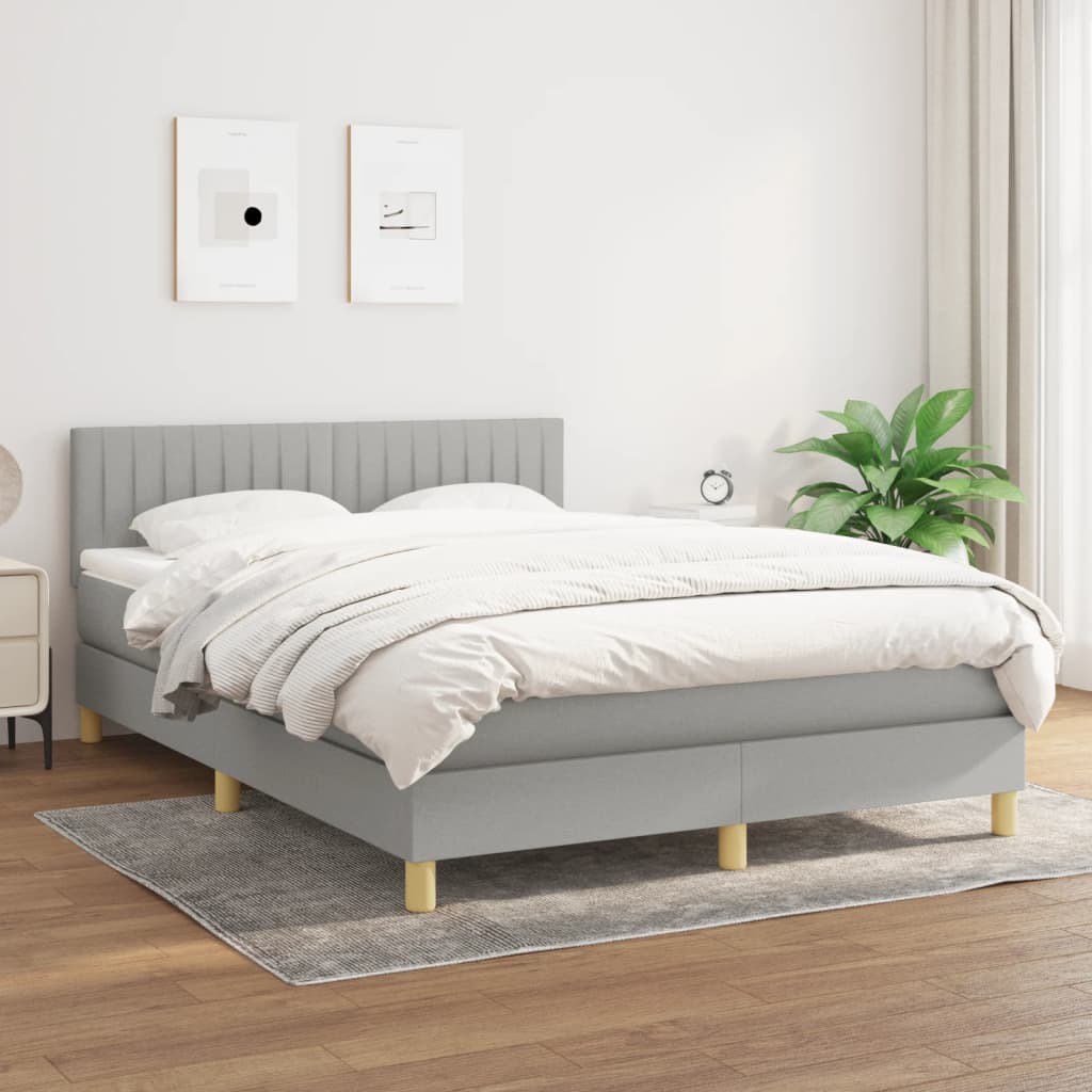 kontinentalseng med madras 140x190 cm stof lysegrå