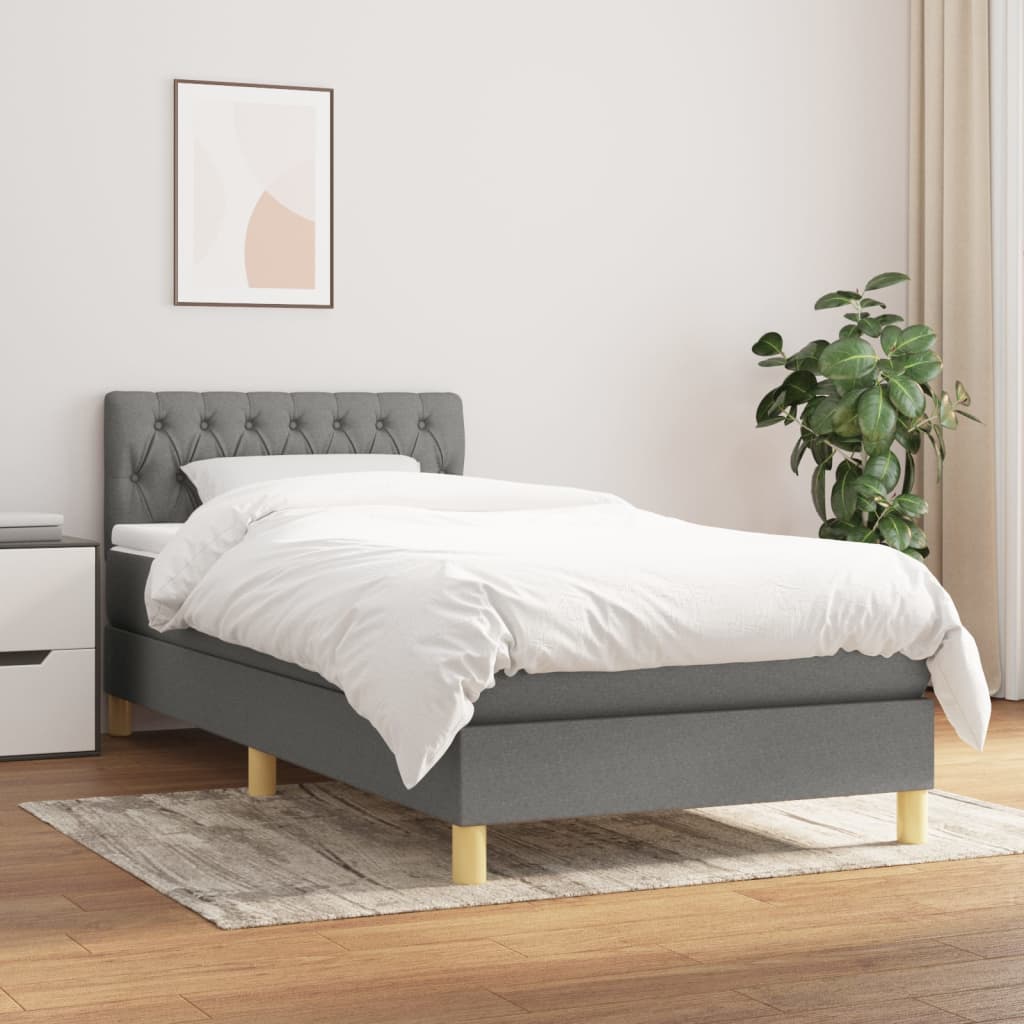 kontinentalseng med madras 80x200 cm stof mørkegrå