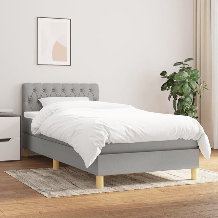 kontinentalseng med madras 90x190 cm stof lysegrå